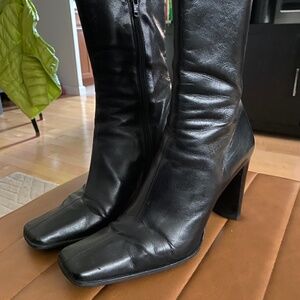 Charles David Black Leather Booties